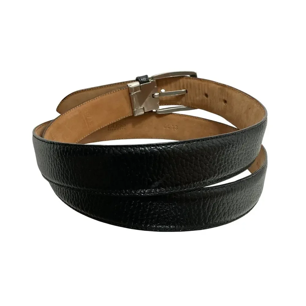 Hugo Boss Italy Germany Black Genuine Leather Dress Belt Men’s Size 34